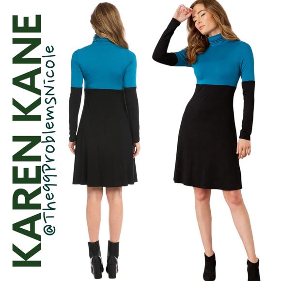 Karen Kane Colorblock Turtleneck Dress - Picture 1 of 8